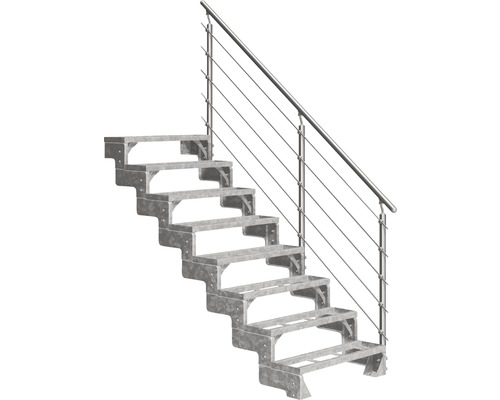 Escalier extérieur Pertura Tallis avec balustrade Prova 8 pas de marche marches de 80 cm métal