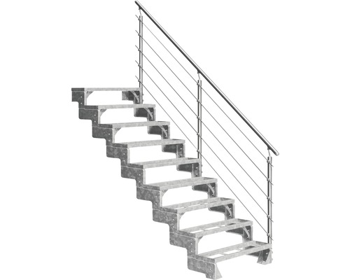 Escalier extérieur Pertura Tallis avec balustrade Prova 9 pas de marche marches de 80 cm métal