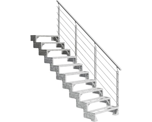 Escalier extérieur Pertura Tallis avec balustrade Prova 10 pas de marche marches de 80 cm métal