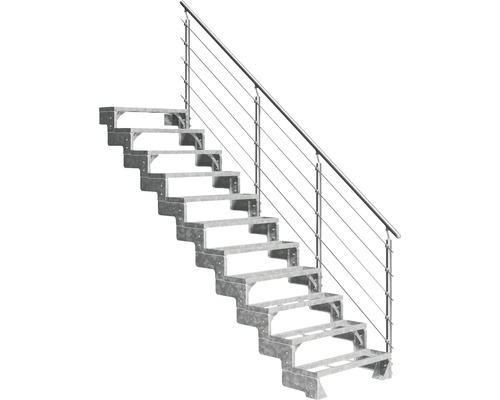 Escalier extérieur Pertura Tallis avec balustrade Prova 11 pas de marche marches de 80 cm métal