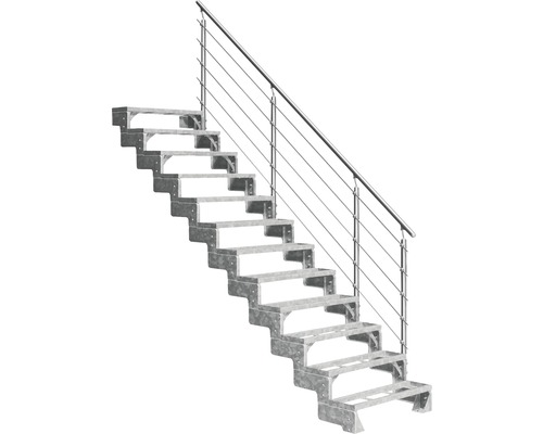 Aussentreppe Pertura Tallis mit Prova Geländer 12 Steigungen Einlegestufen 80 cm Metall