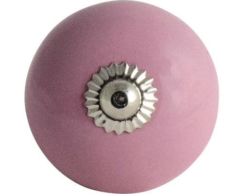 Bouton de meuble en céramique, rond avec fixation couleur argent