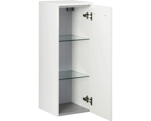 Offener weisser Hängeschrank mit zwei Glasböden