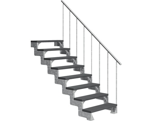 Escalier extérieur Pertura Tallis avec balustrade 8 pas de marche 80 cm anthracite