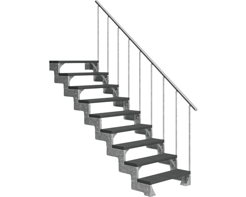 Escalier extérieur Pertura Tallis avec balustrade 9 pas de marche 80 cm anthracite