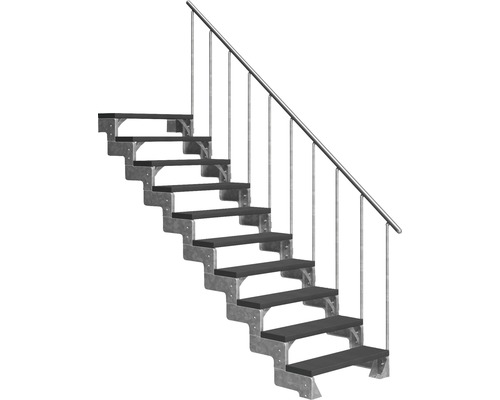 Escalier extérieur Pertura Tallis avec balustrade 10 pas de marche 80 cm anthracite
