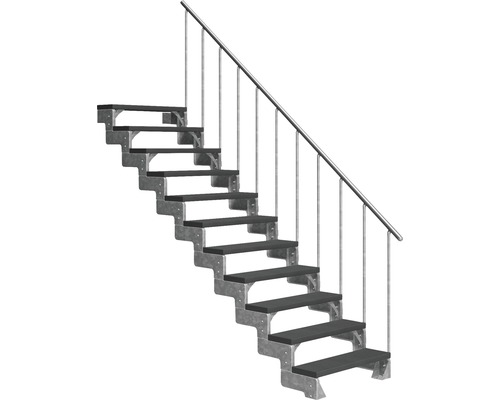 Escalier extérieur Pertura Tallis avec balustrade 11 pas de marche 80 cm anthracite