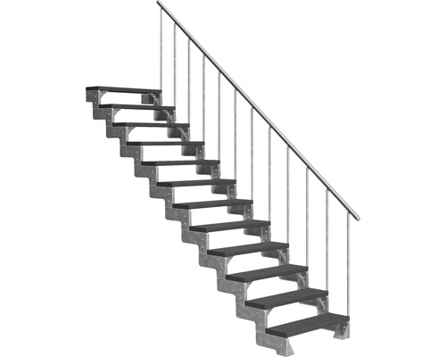 Escalier extérieur Pertura Tallis avec balustrade 12 pas de marche 80 cm anthracite