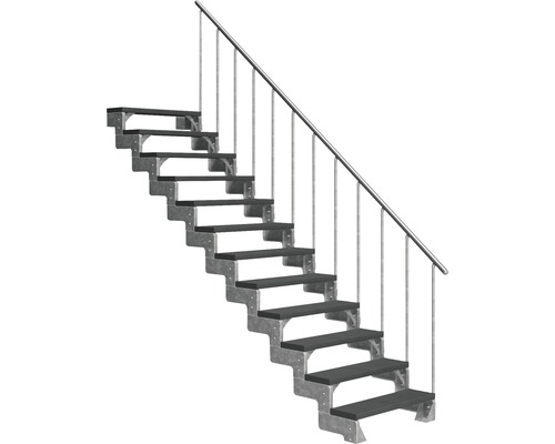 Escalier extérieur Pertura Tallis avec balustrade 12 pas de marche 80 cm anthracite Escalier extérieur Pertura Tallis avec balustrade 12 pas de marche 80 cm anthracite