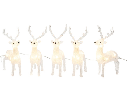 Guirlande lumineuse avec cinq rennes blancs pour la décoration
