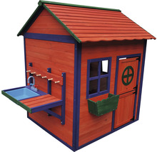 Spielhaus mit Matschküche 128 x 124 x 150 cm rot blau