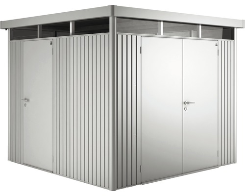 Abri de jardin en métal avec double porte et porte simple pour outils de jardin