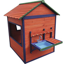 Spielhaus mit Matschküche 128 x 124 x 150 cm rot blau