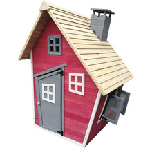 Spielhaus aus Holz mit Fenster, Tür und Schornstein