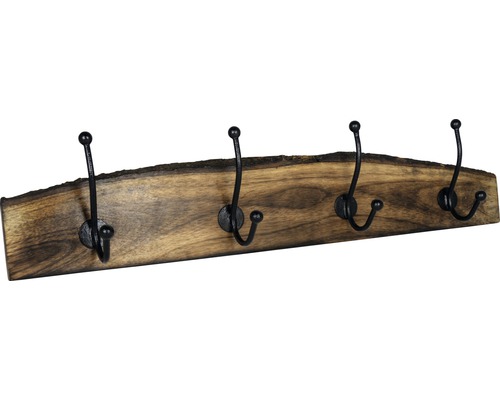 Garderobe aus Holz mit vier Haken