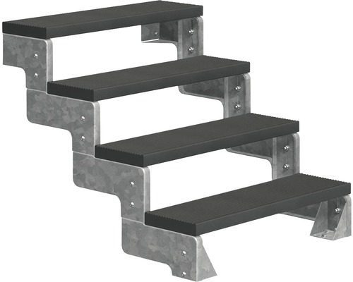 Escalier extérieur Pertura Tallis sans balustrade 4 pas de marche Trimax 100 cm anthracite Escalier extérieur Pertura Tallis sans balustrade 4 pas de marche Trimax 100 cm anthracite