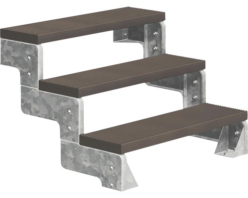 Escalier extérieur Pertura Tallis sans balustrade 3 pas de marche Trimax 100 cm marron foncé Escalier extérieur Pertura Tallis sans balustrade 3 pas de marche Trimax 100 cm marron foncé