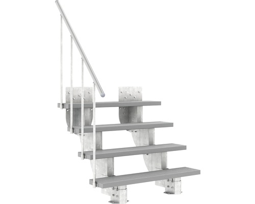 Escalier extérieur Pertura Petros avec balustrade 4 montées Trimax 120 cm gris