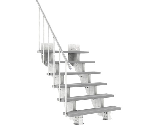 Escalier extérieur Pertura Petros avec balustrade 6 montées Trimax 120 cm gris