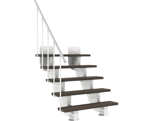 Escalier extérieur Pertura Petros avec balustrade 5 montées Trimax 120 cm marron foncé