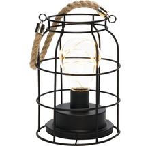 Lampe cage décorative avec ampoule et poignée en corde