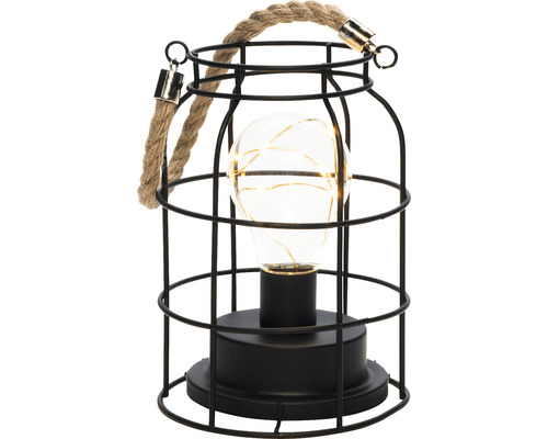 Lampe cage décorative avec ampoule et poignée en corde