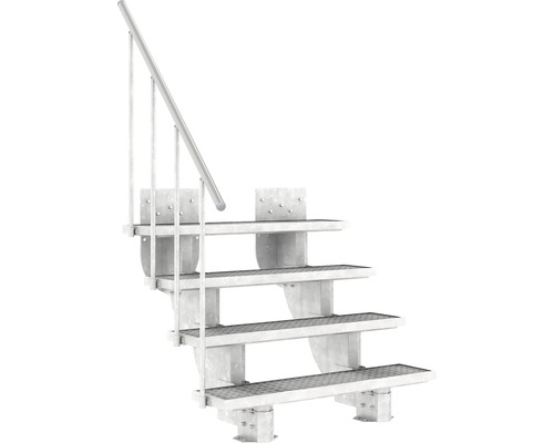 Escalier extérieur Pertura Petros avec balustrade 4 montées 120 cm grille caillebotis