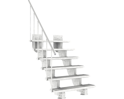 Escalier extérieur Pertura Petros avec balustrade 6 montées 120 cm grille caillebotis