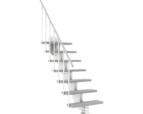 Escalier extérieur Pertura Petros avec balustrade 7 montées Trimax 80 cm gris