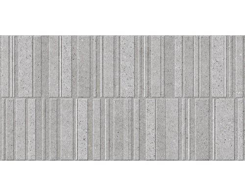 Carrelage décoratif Deco Sassi gris 32x62.5 cm Pavés en béton gris avec des rainures longitudinales