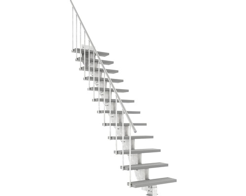 Escalier extérieur Pertura Petros avec balustrade 12 montées Trimax 80 cm gris