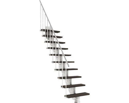 Escalier extérieur Pertura Petros avec balustrade 10 montées Trimax 80 cm marron foncé