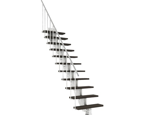 Escalier extérieur Pertura Petros avec balustrade 11 montées Trimax 80 cm marron foncé