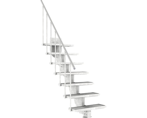 Aussentreppe Pertura Petros mit Geländer 6 Stufen /7 Steigungen 80 cm Gitterrost