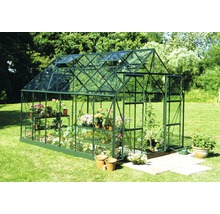 Gewächshaus Halls Magnum 128 9,9 m² Blankglas 3 mm 257x384 cm Aluminium grün