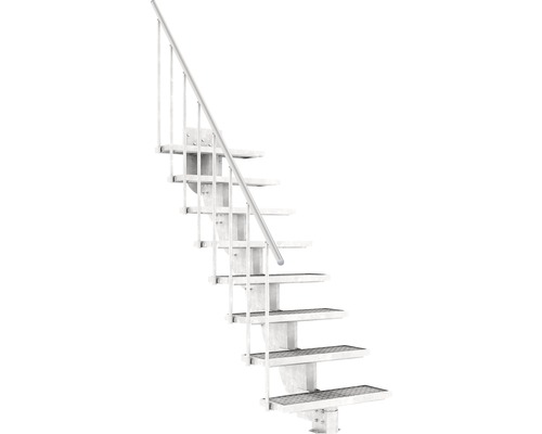 Aussentreppe Pertura Petros mit Geländer 7 Stufen /8 Steigungen 80 cm Gitterrost