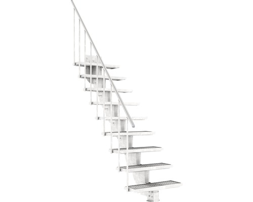 Escalier extérieur Pertura Petros avec balustrade 9 montées 80 cm grille caillebotis