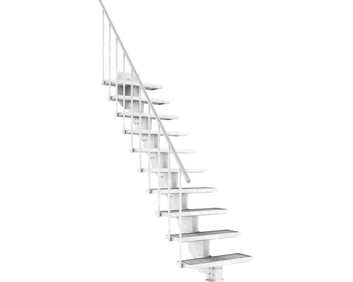 Aussentreppe Pertura Petros mit Geländer 9 Stufen /10 Steigungen 80 cm Gitterrost