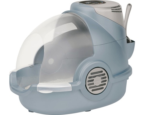 Katzentoilette Oster inkl. elektronischem Geruchsentferner 65x45x48 cm blau-grau Automatische Katzentoilette mit Schaufel