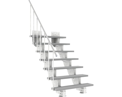 Escalier extérieur Pertura Petros avec balustrade 7 montées Trimax 120 cm gris