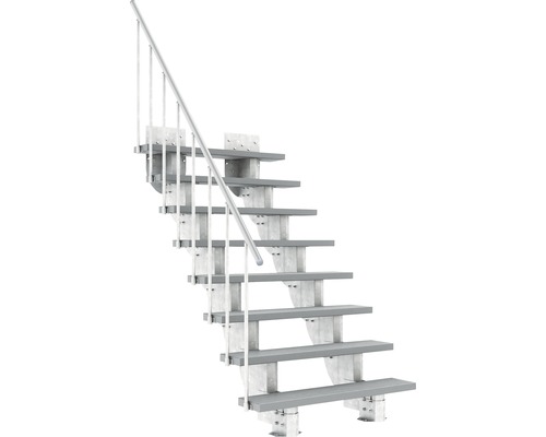 Escalier extérieur Pertura Petros avec balustrade 8 montées Trimax 120 cm gris