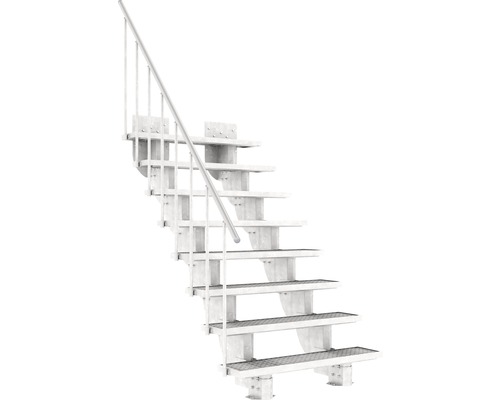 Escalier extérieur Pertura Petros avec balustrade 8 montées 120 cm grille caillebotis