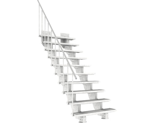 Escalier extérieur Pertura Petros avec balustrade 10 montées 120 cm grille caillebotis