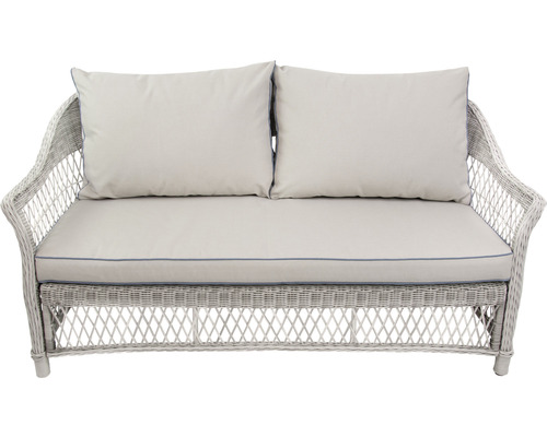 Zweisitzer-Gartensofa mit Kissen aus Rattan