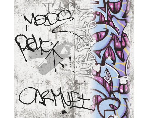 Papiertapete 36986-1 Boys & Girls Grafiti blau/grau/schwarz