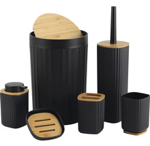 Badset 6-teilig Kunststoff schwarz/Bambus-thumb-0