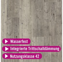 Vinylboden mit Holzoptik, wasserfest, integrierter Trittschalldämmung, Nutzungsklasse 42