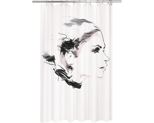 Rideau de douche Fräulein noir textile 180 x 200 cm