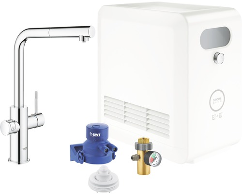 GROHE Küchenarmatur mit Sprudel GROHE BLUE PRO chrom 31326002