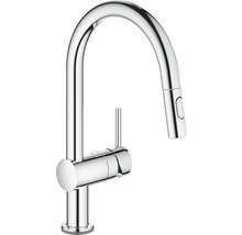 Küchenarmatur mit hohem Auslauf und herausziehbarer Spülbrause